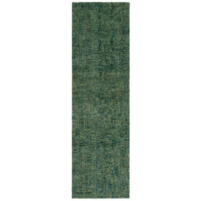 Hogue 101 Hand Tufted Imported Handspun Wool/Cotton No Pattern Indoor Use Only Rug in Green