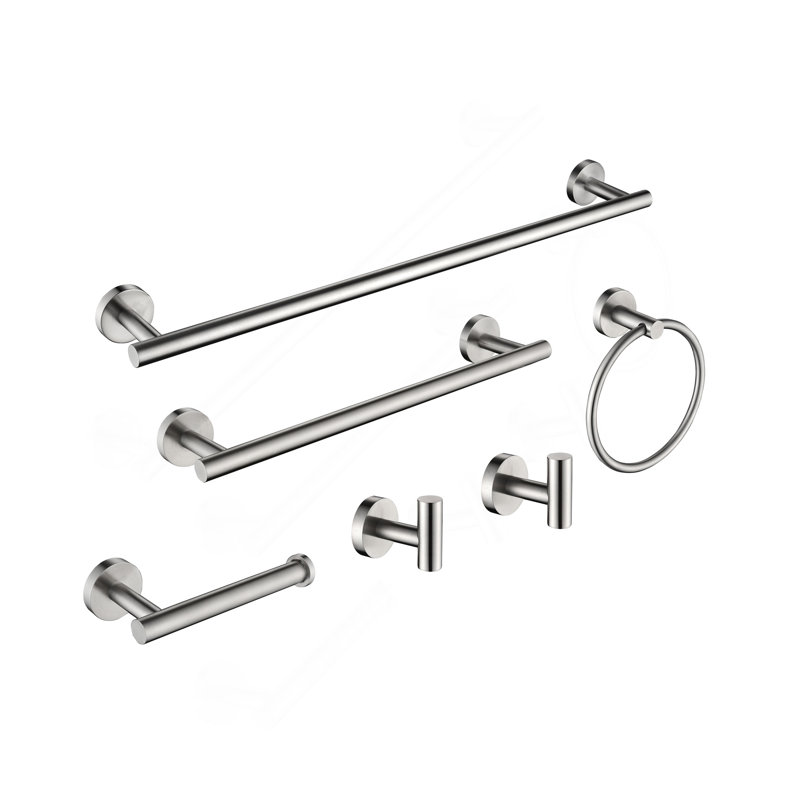 6 Piece Stainless Steel Bathroom Towel Rack Set Wall Mount, Brushed Nickel
