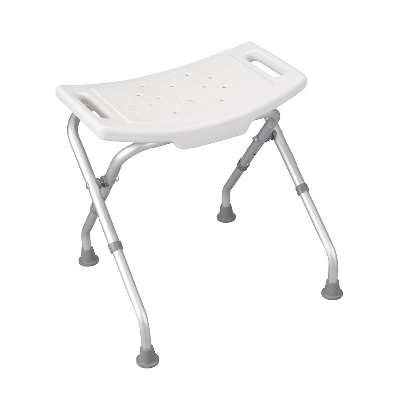 White Folding Aluminum Bath Bench with Plastic Seat