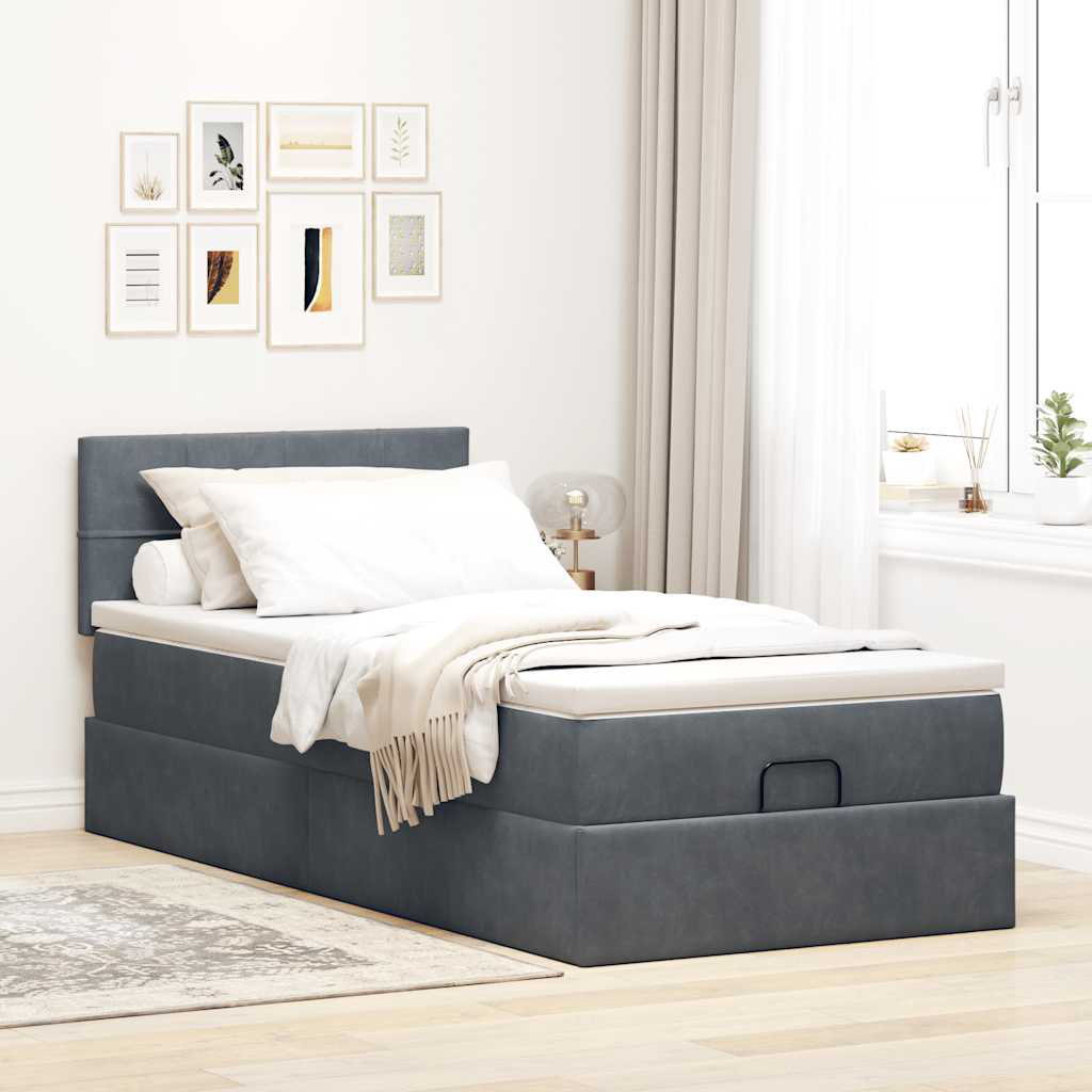 Vidaxl Ottoman-Bett Mit Matratze Schwarz 120X190 Cm Samt