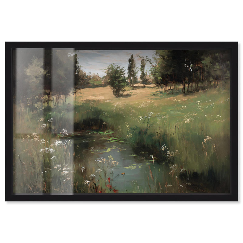 «Hidden Pond Spot Shadowbox» par Art Remedy, H 17 po x l 25 po, Noir
