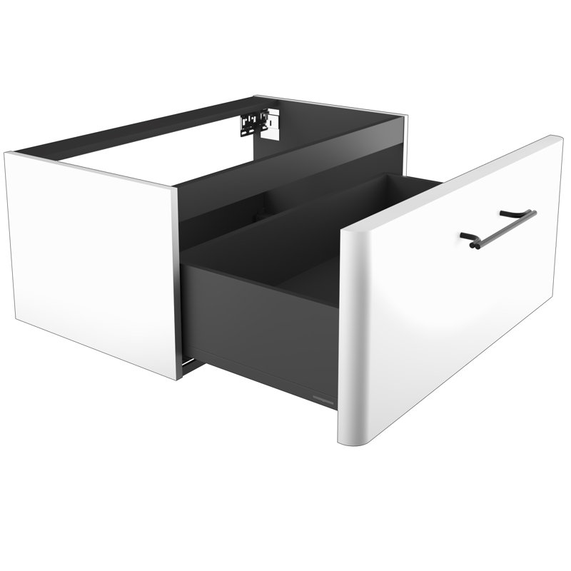 Ashaunie 81cm Single Bathroom Vanity Base Only, Premium White Supermatt/Black