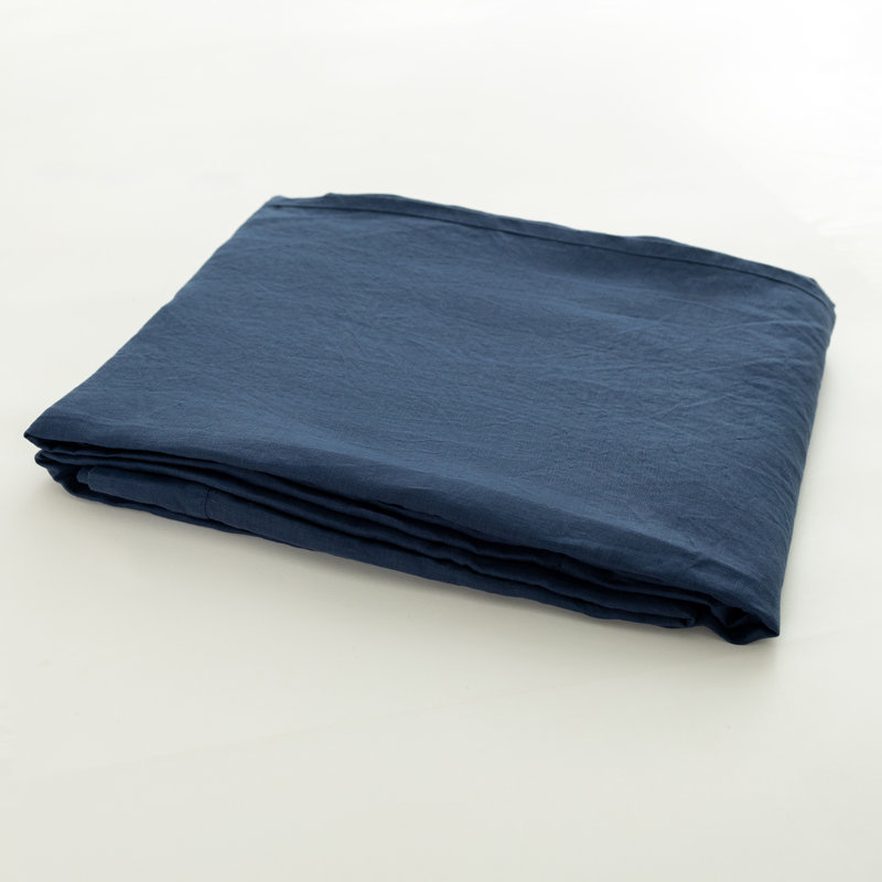 Navy Blue Linen King Fitted sheet, Twin Flat Sheet