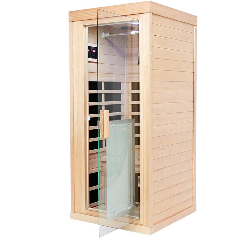 Single Person Hemlock Bluetooth Compatible Low EMF FAR Infrared Sauna for Indoor Use, Hemlock