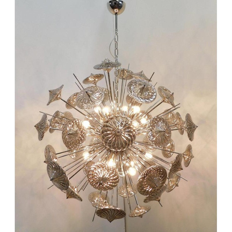 Lustre géométrique en nickel poli à 16 lumières Murana, Nickel poli, Transparent/blanc, 40” Length x 40” Width x 40” Height