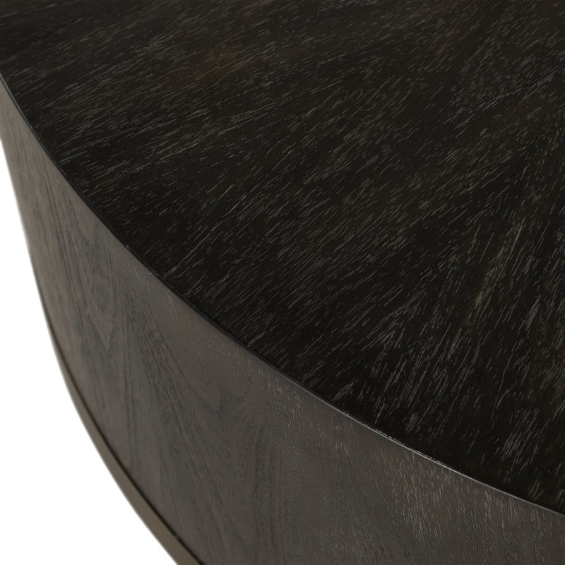 Clifton Drum Coffee Table, Black Top/Brown Base