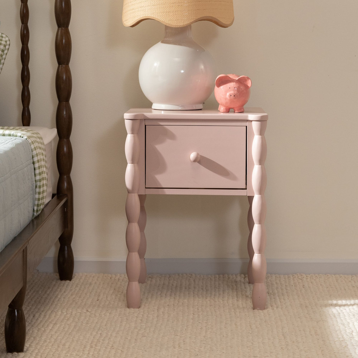 Pink Spindle Nightstand