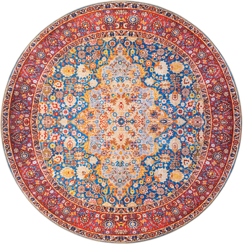 Utin Chenille Oriental Indoor Rug, Round 7'7"