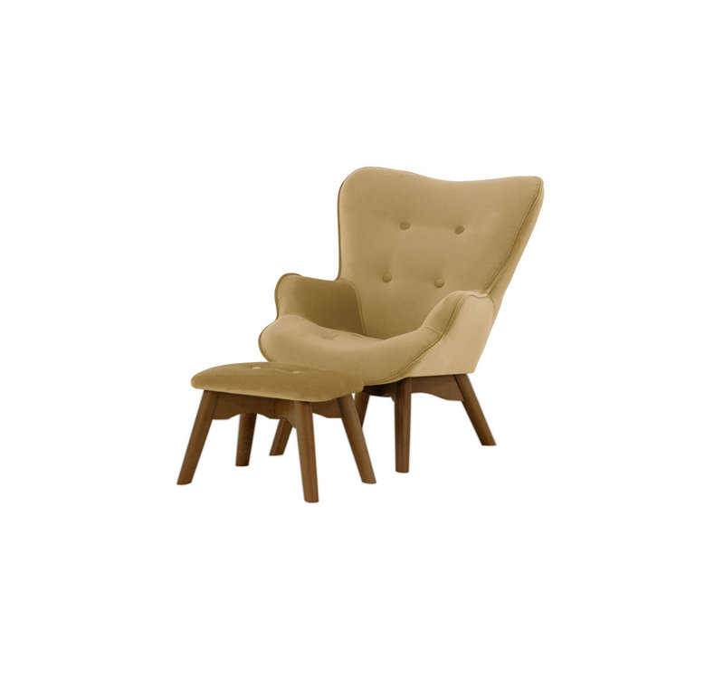 Batson Children's Armchair With Footstool, Dark Beige/Dark Oak