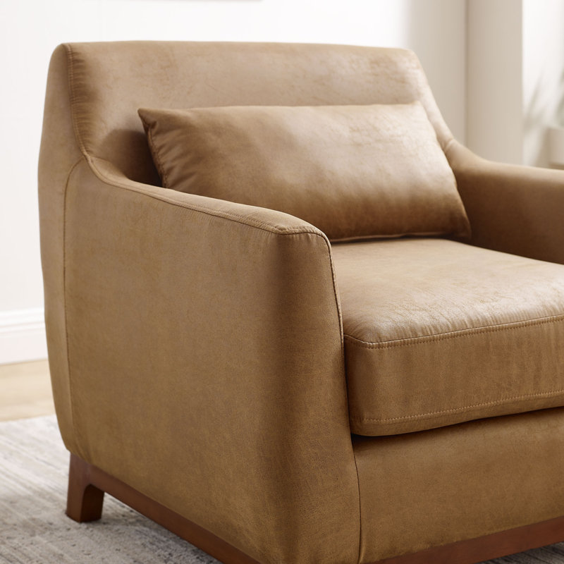 Congdon Faux Leather Armchair, Light Brown Faux Leather