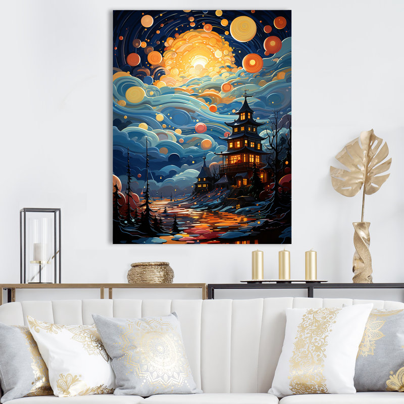 Paysage de château ludique Popart - Décoration murale château_105822, Toile tendue, H 40 po x l 30 po x P 1,5 po