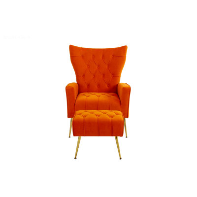 Upholstered Single Chair Modern Accent Chair With Ottoman Comfy Armchair