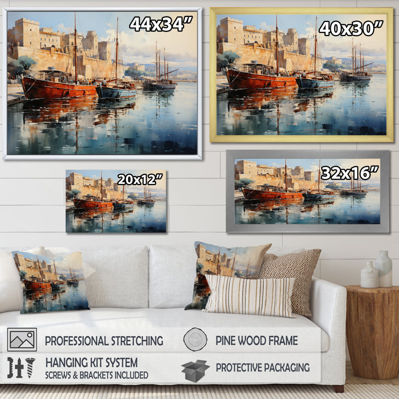 Gelueck, port français de la Méditerranée à Marseille I - Reproduction, H 12 po x l 20 po x P 1 po, Cadre flottant noir