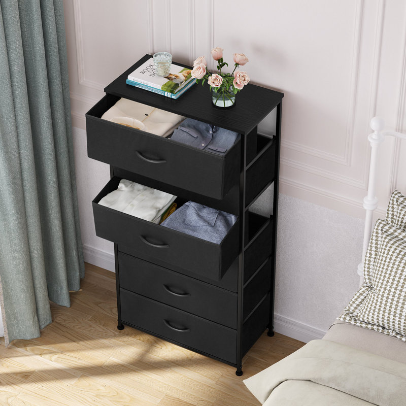 23.2" Wide 6-drawer Dresser, Black, Black