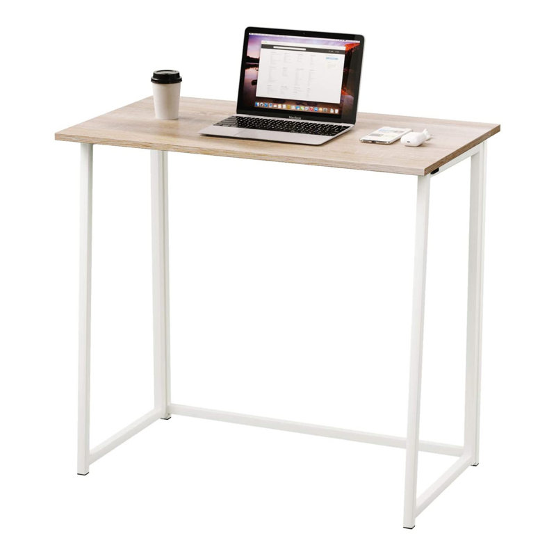 Dontavias Metal Base Computer Desk, Oak