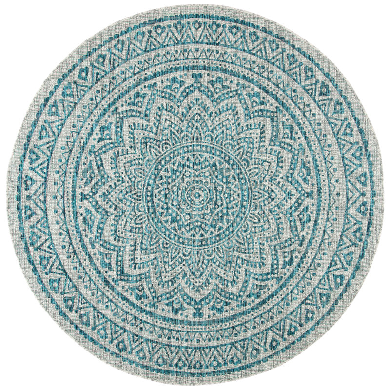 Amedee Performance Floral Indoor/Outdoor Area Rug, Round 3'