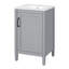 Meuble-lavabo moderne de 20 po avec finition grise, lavabo en céramique, fonction de fermeture en douceur, tablette réglable en U et poignées de rangement en alliage de zinc pour porte, portes pour petite baignoire compacte