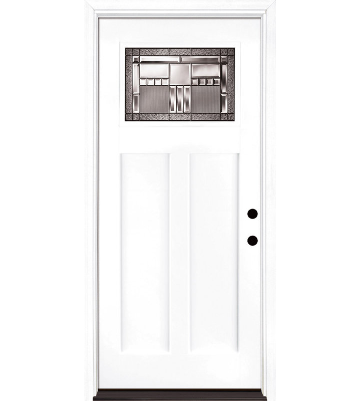 36 in. x 80 in. Right-Hand Inswing Craftsman Decorative Glass Fiberglass Prehung Door