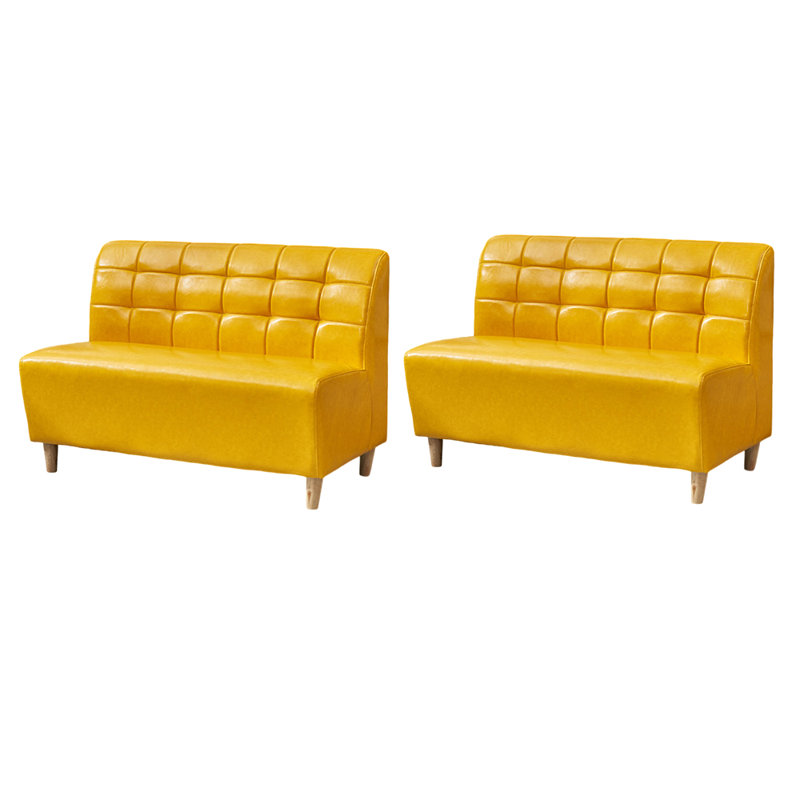 Banc rembourré en similicuir, Jaune