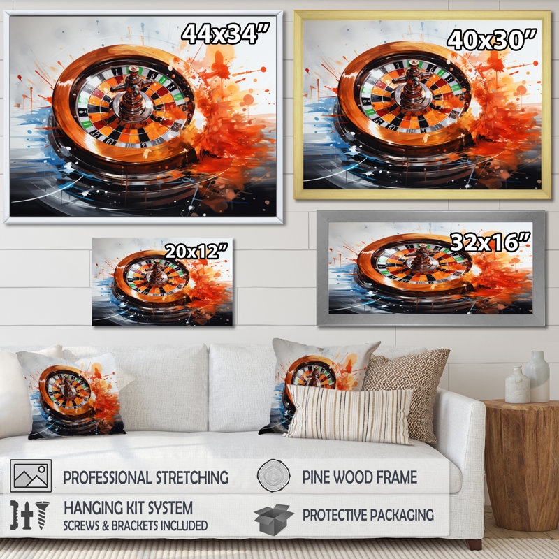 " Casino Royale Roulette II ", Gold Floater Framed, 34" H x 44" W x 1.5" D