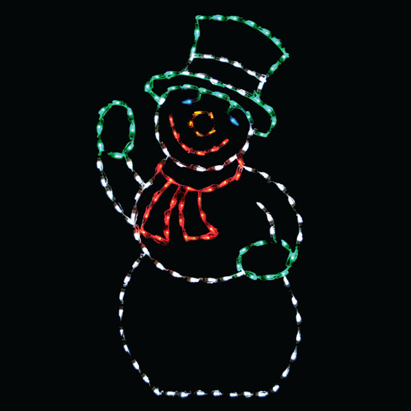 Présentoir lumineux à del bonhomme de neige
