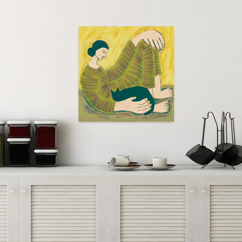 Art contemporain, impression de chat contemporain impressionniste, H 18 po x l 18 po