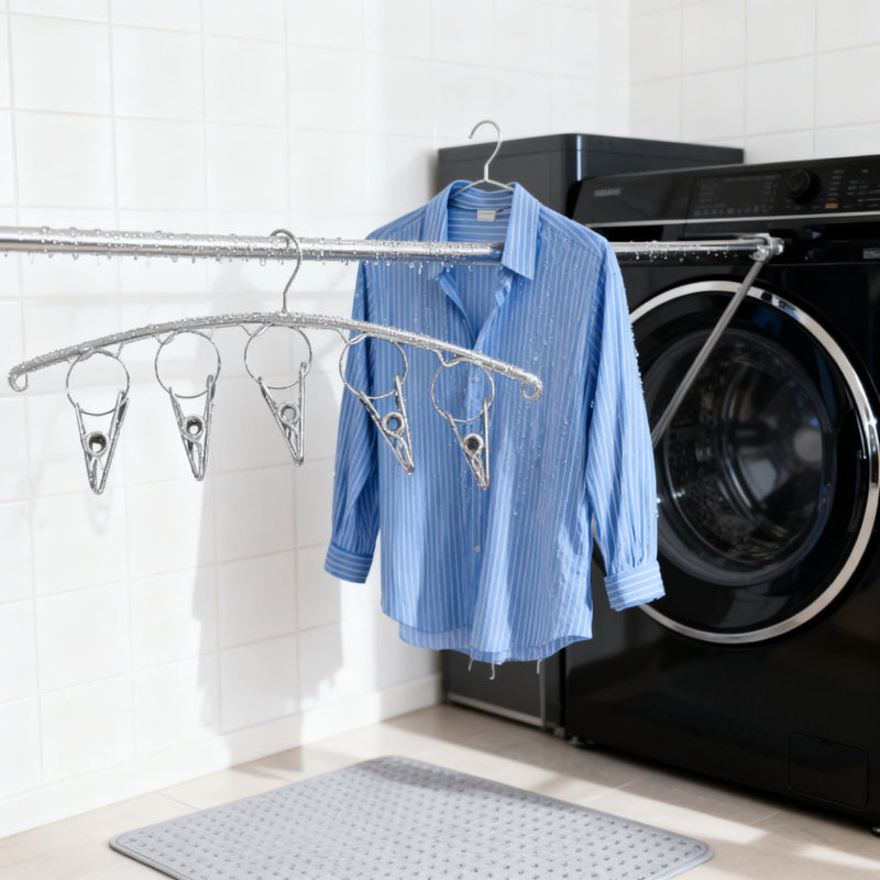 Cintre en acier inoxydable coupe-vent avec 10 pinces, 4 séchoirs à vêtements polyvalents pour chaussettes, soutiens-gorge, sous-vêtements, vêtements pour bébés, serviettes et plus encore