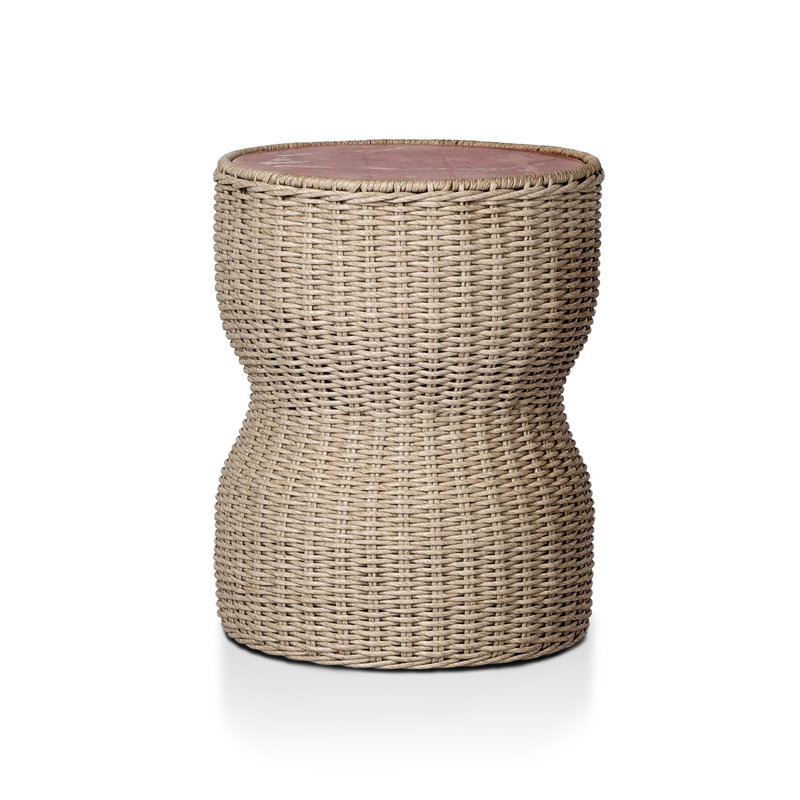 Brixby Outdoor Round Side Table, Desert Marble