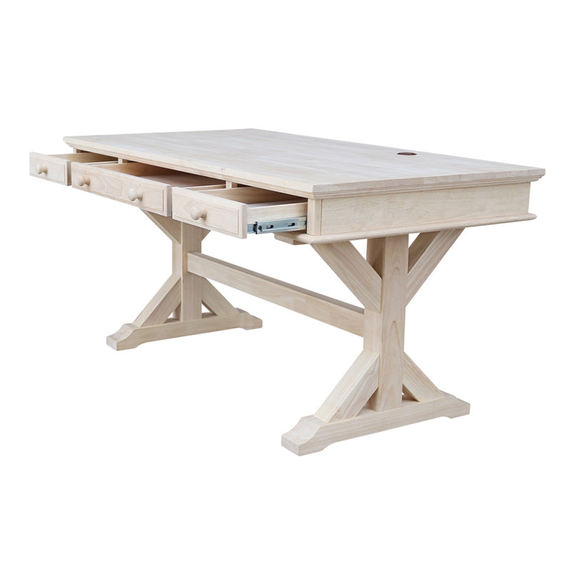 Bureau en bois massif Brookstonval, Inachevé