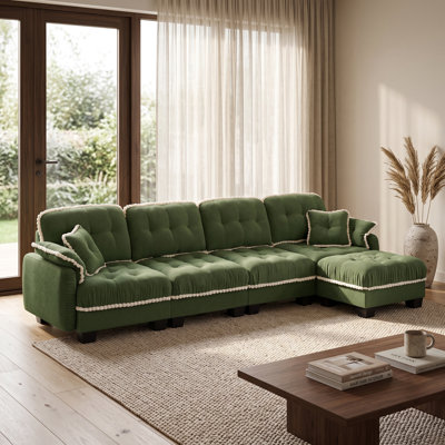 131.5 " Velvet L-Shaped Sectional