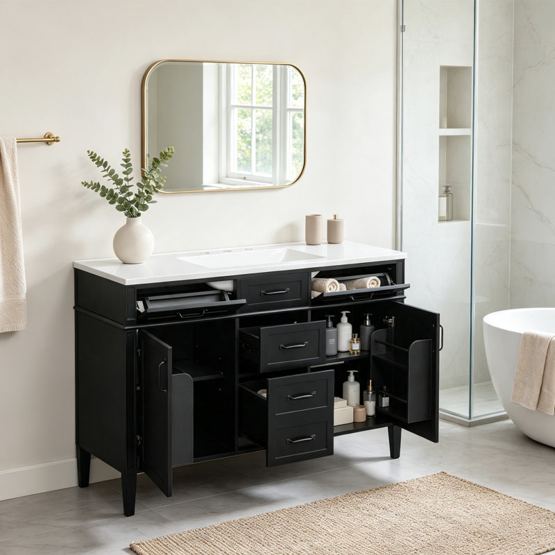 Meuble-lavabo sur pied 48 po avec lavabo, Blanc