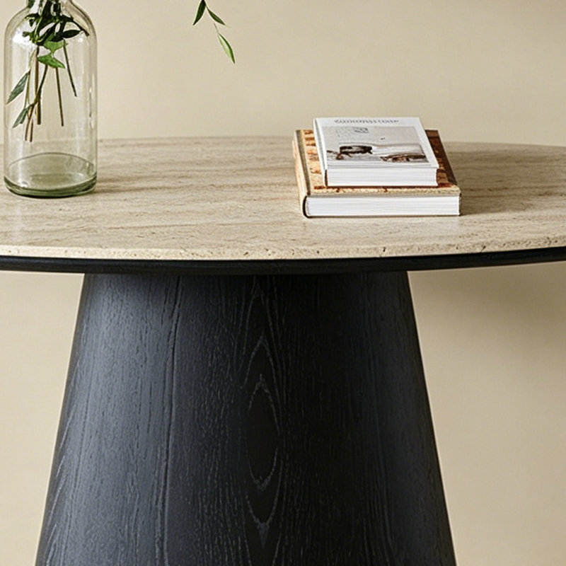 Console ovale simple de style moderne, Beige / Noir, H 33,5 po x l 63 po x P 13,8 po, Noir