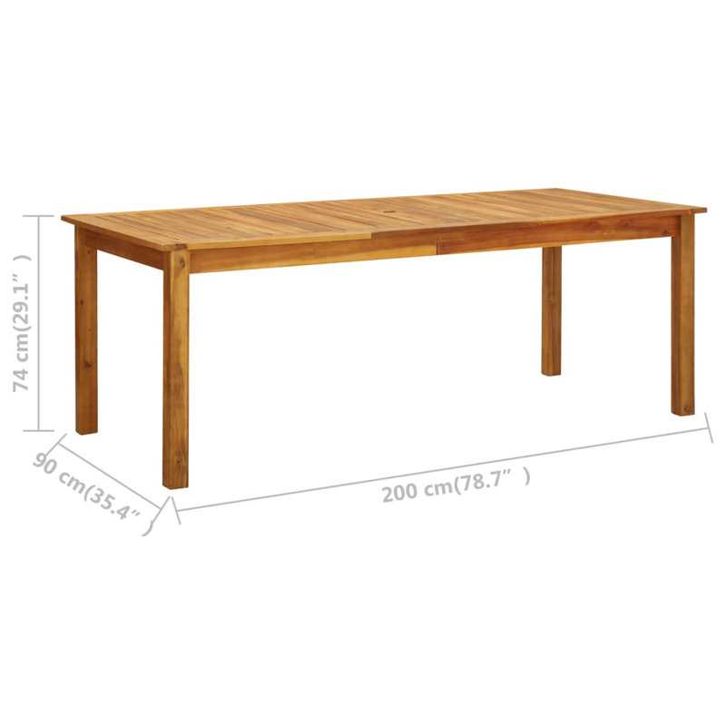 Outdoor Dining Table with Umbrella Hole Solid Acacia Wood, 31.5" W x 55.12" L x 29.13" H, Brown