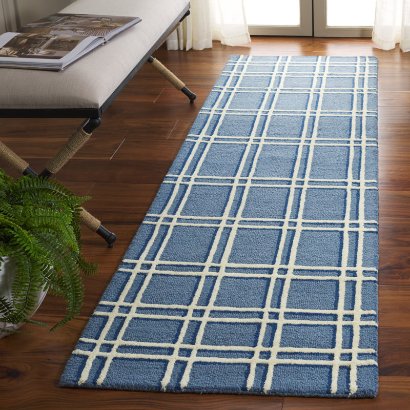 Tapis en laine et en coton touffeté à la main Evell, Tapis de couloir 2 pi 3 po x 8 pi
