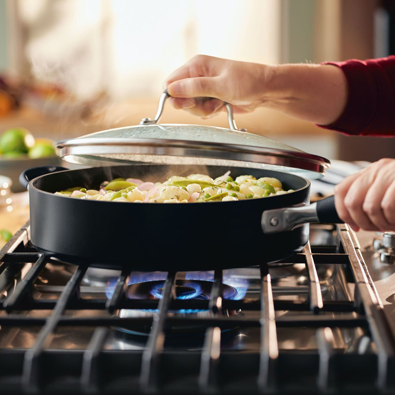 Anolon Advanced Home Hard Anodized Nonstick Sauté Pan with Helper Handle and Lid, 5 Quart, Moonstone