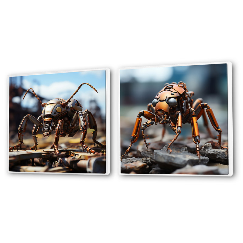 Ensemble de 2 fourmis industrielles Industrial Ant, Cadre flottant blanc, H 36 po x l 73 po