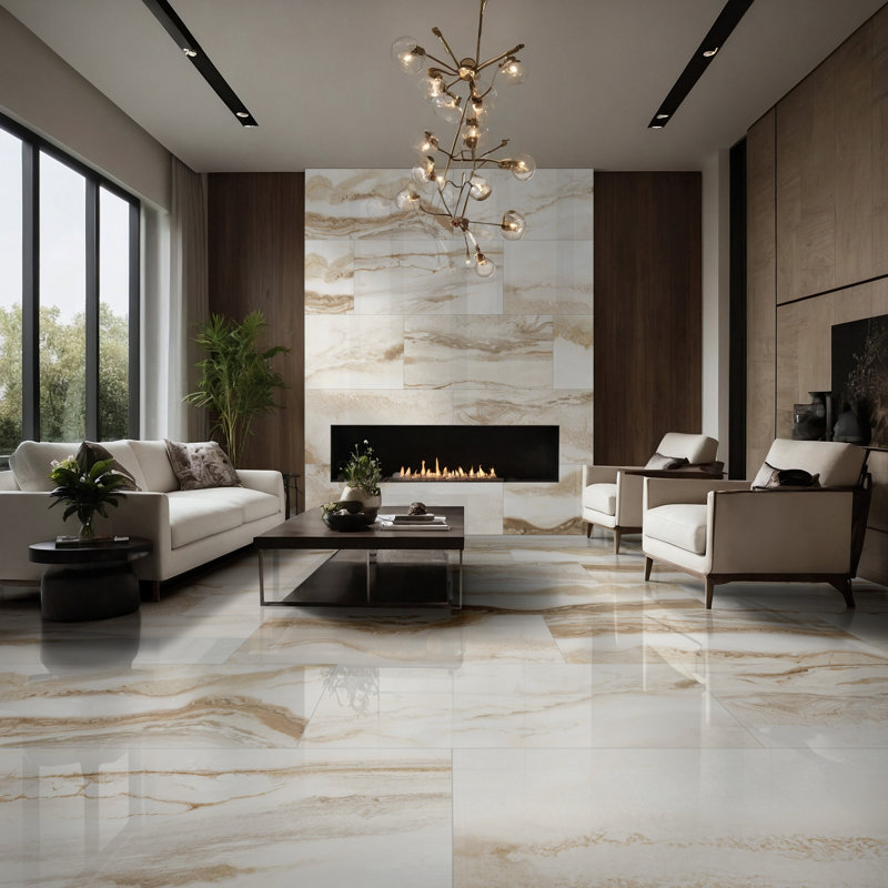 Carrelage mural en porcelaine polie 24 po x 48 po Ventara, Aurora Sands