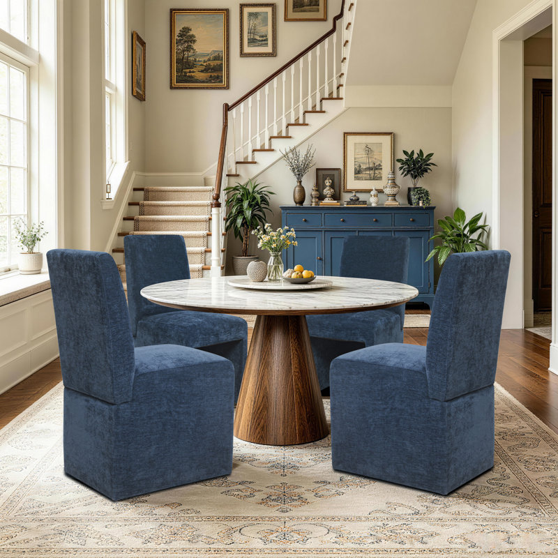 Upholstered Side Dining Chair, Blue