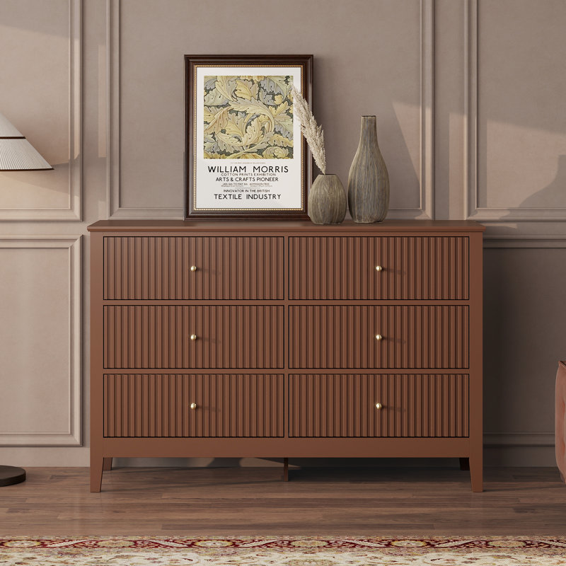 6 tiroirs 47 po Large commode, Brun
