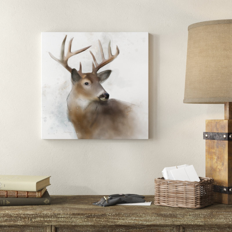 « rainsoft cerf », reproduction d’art sur toile tendue, H 18 po x l 18 po