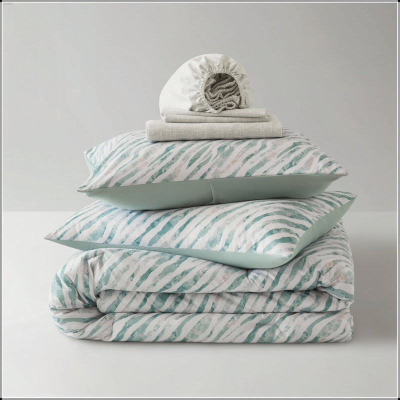 Polyester Comforter, Green, Full Comforter + 6 Additional Pieces