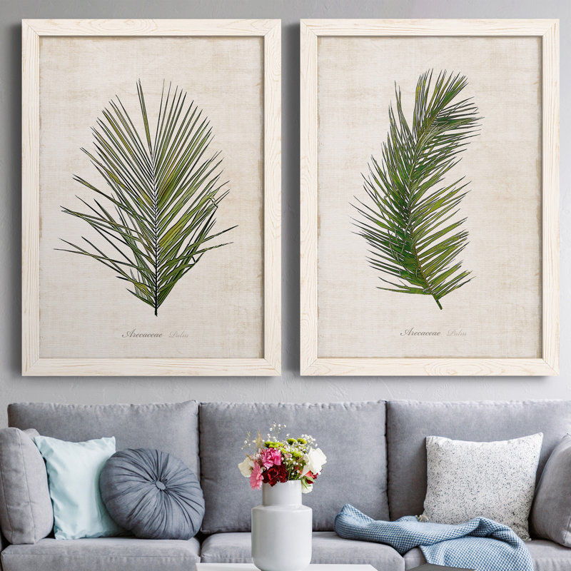 Palm Botanical I - Cadre photo, ensemble de reproductions d'art sur toiles, H 24 po x l 36 po x P 1,5 po, Cadre blanc