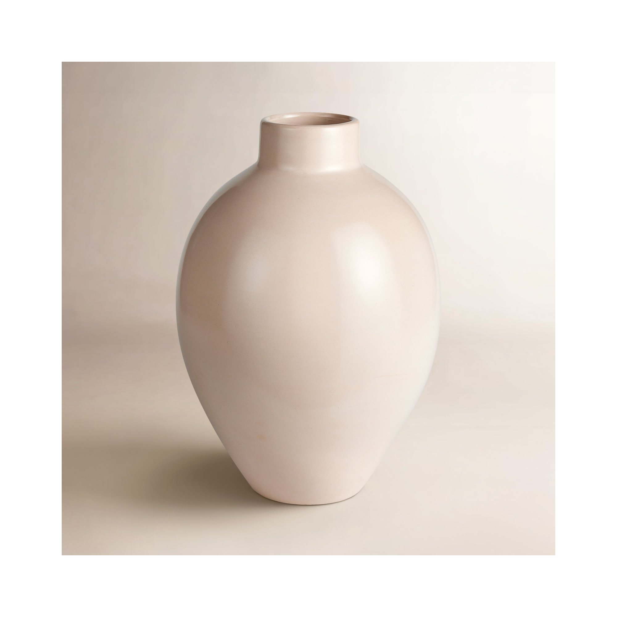 Handmade Table Vase, Ecru, 16.5" H x 11.75" W x 11.75" D