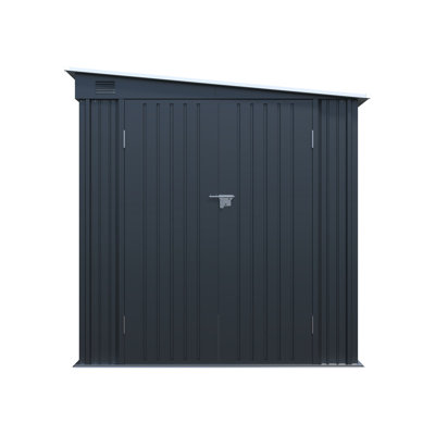 6x8FT Galvanized Steel Outdoor Storage Shed with Lockable Double Doors, Metal Lean to Shed with Free PC Light Board for Tools, Bikes & Patio Essentials (Without floors)