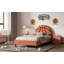 Lit plateforme tapissier Basketball Design pour enfants, orange