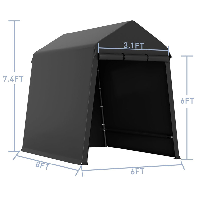Unité de rangement d'extérieur robuste et imperméable (VTT), tondeuse à gazon et outils de jardin, noir, 6 x 8 pi