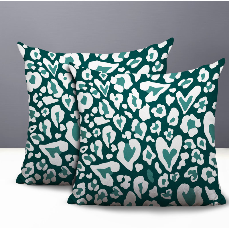 Oreiller réversible intérieur / extérieur à imprimé zébré Bobbi, 16x16, Teal