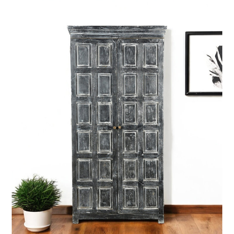72" Dark Gray Solid Wood Pantry Or Storage Closet