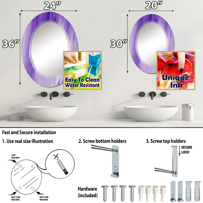 Miroir de salle de bain sans cadre, 30 po x 20 po