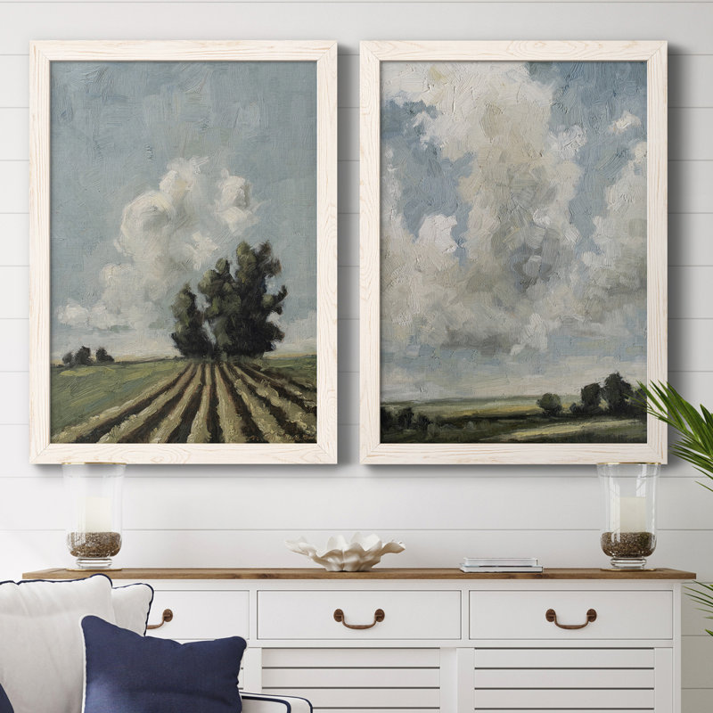 Copse of Trees - Ensemble de 2 peintures encadrées, Toile avec cadre blanc, H 31,5 po x l 47 po x P 1,5 po